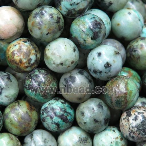 green African Turquoise Beads, round