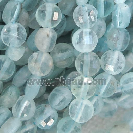lt.blue Apatite Beads, faceted coin