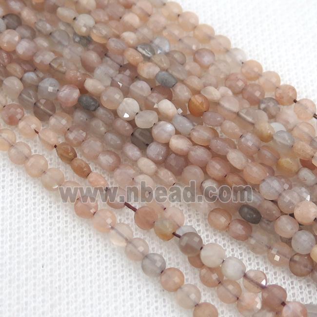 MoonStone Beads, faceted coin