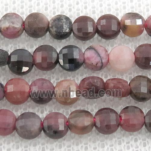 Rhodonite Beads, faceted circle