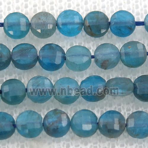 blue Apatite Beads, faceted coin