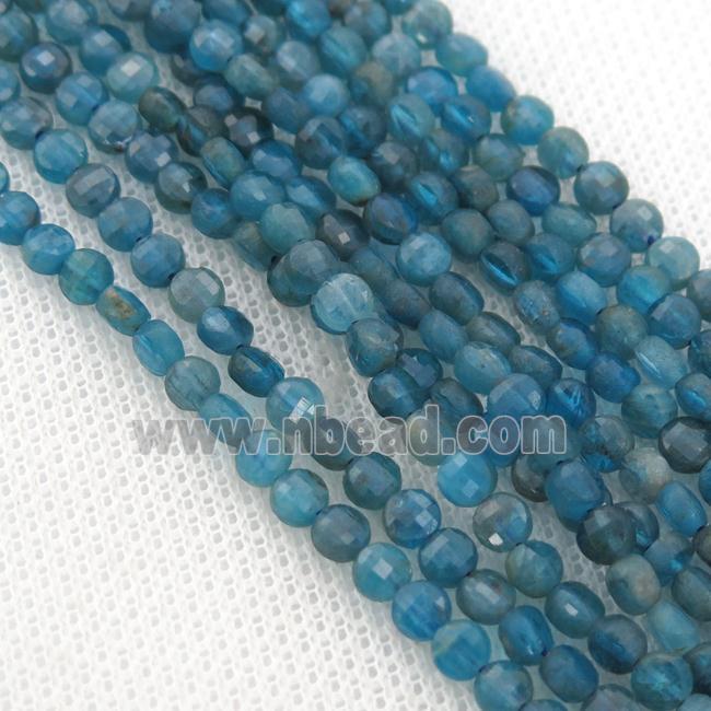 blue Apatite Beads, faceted coin