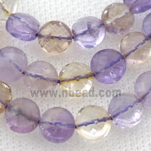 Ametrine Beads, faceted coin