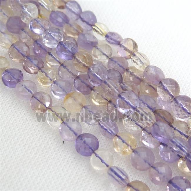 Ametrine Beads, faceted coin