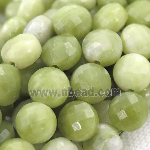 olive Chrysoprase Beads, faceted coin