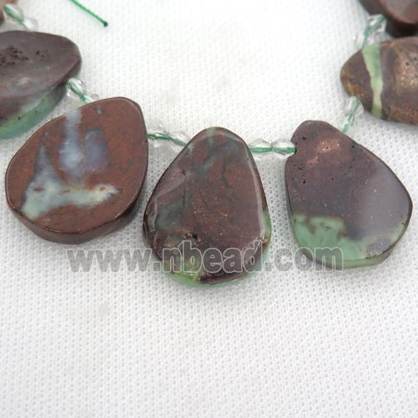 green Australian Chrysoprase teardrop beads