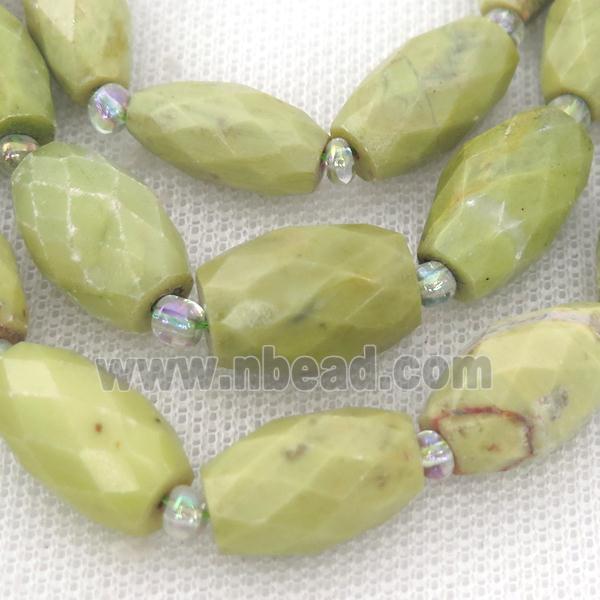 olive Mongolian Turquoise beads, faceted barrel