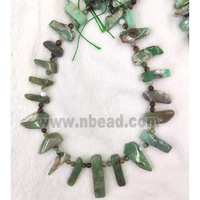 green Australian Chrysoprase stick beads