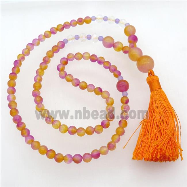 dichromatic Malaysia Jade Necklaces with tassel