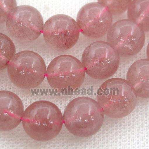 pink Strawberry Quartz Beads, round