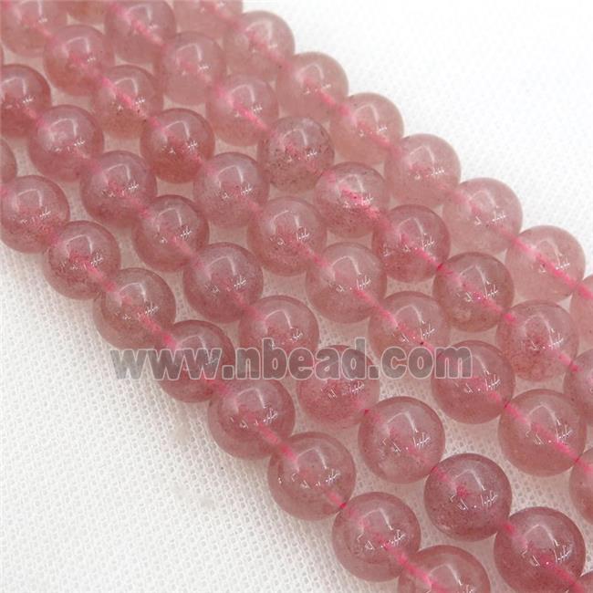 pink Strawberry Quartz Beads, round