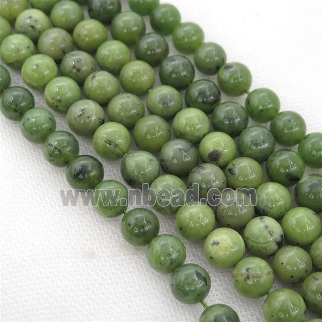 Canadian Chrysoprase Beads Nephrite Jade Smooth Round Green