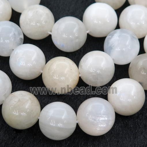 white MoonStone Beads, round, AB-grade