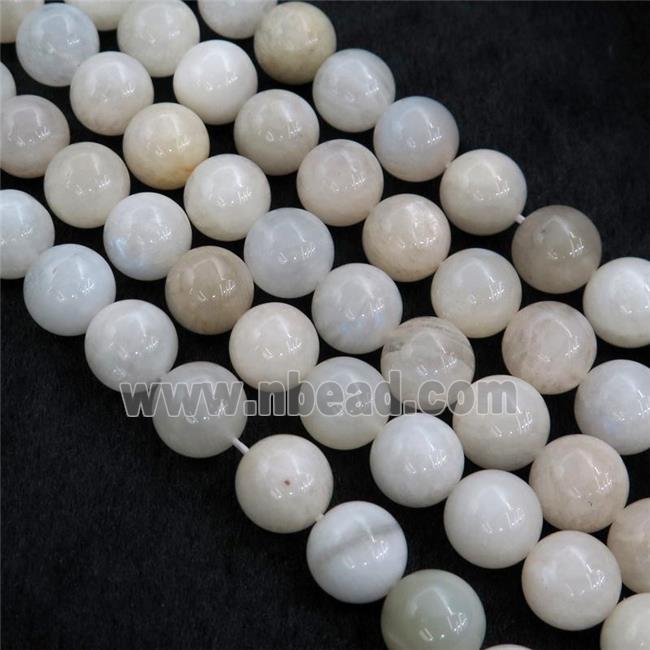 white MoonStone Beads, round, AB-grade