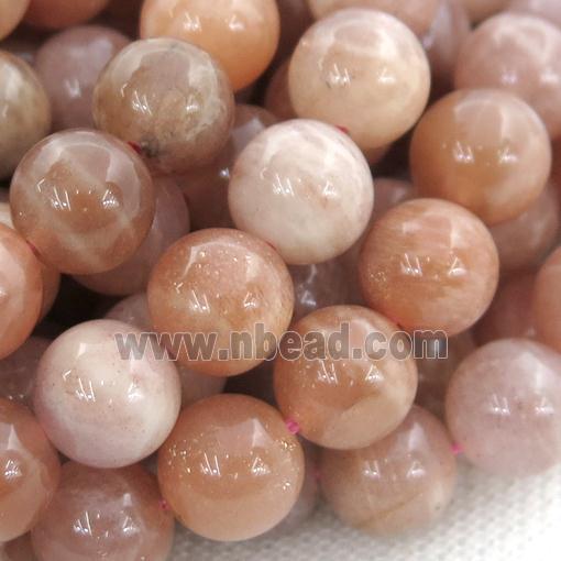 peach Sunstone Beads, round