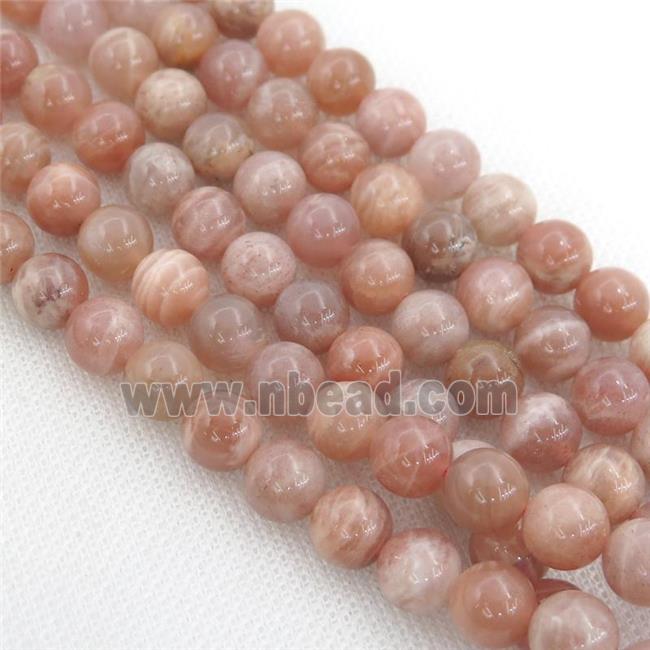 peach Sunstone Beads, round