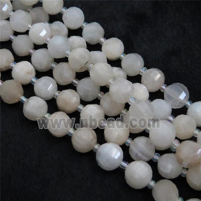 white MoonStone lantern beads