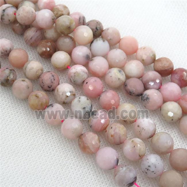 pink Opal Beads, faceted round