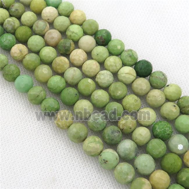 Chinese Nephrite Jade Beads Olive Faceted Round B-Grade
