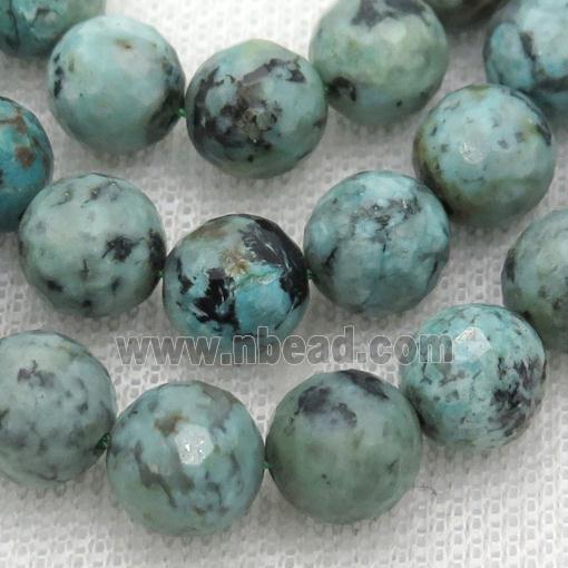 green African Turquoise Beads, faceted round