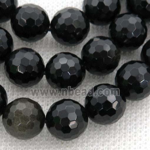 black Obsidian Beads, faceted round