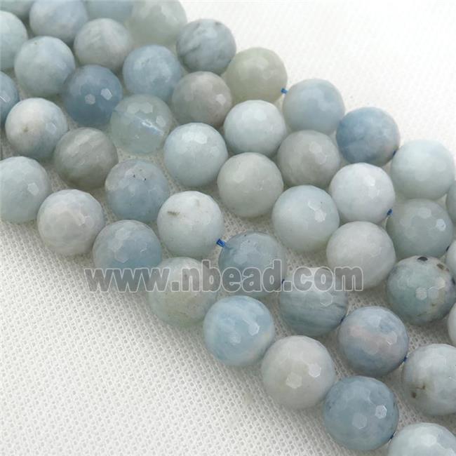 Natural Blue Aquamarine Beads Faceted Round
