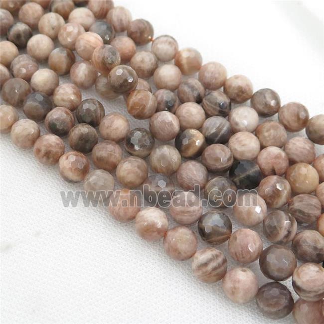 black SunStone Beads, faceted round