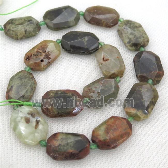 green Garnet Beads, faceted rectangle