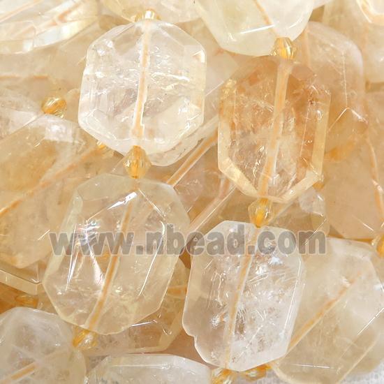 yellow Citrine Beads, faceted rectangle