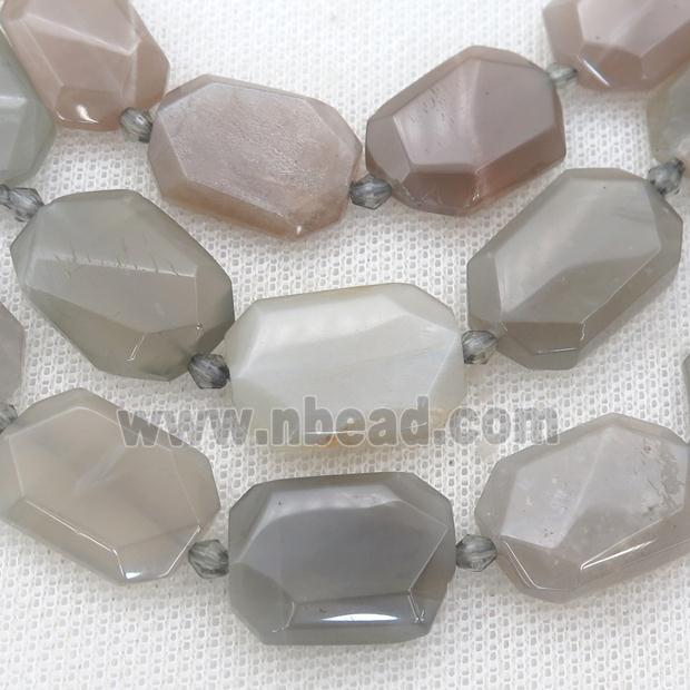 gray MoonStone Beads, faceted rectangle