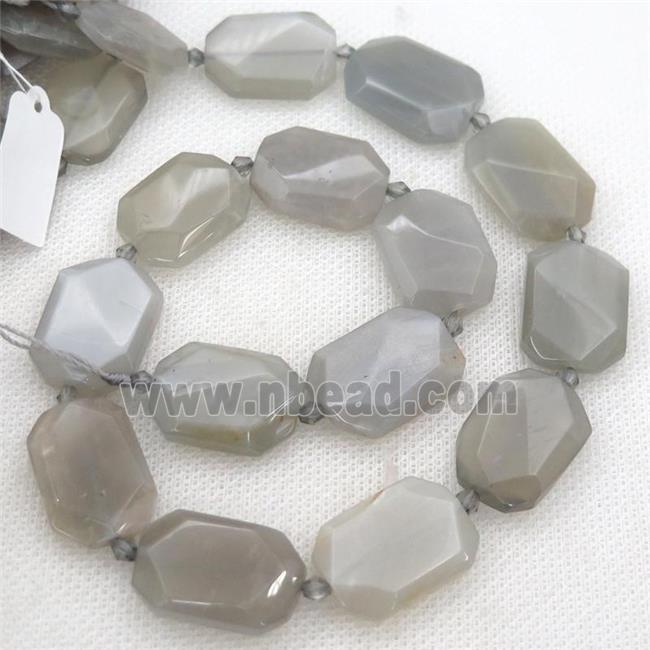 gray MoonStone Beads, faceted rectangle