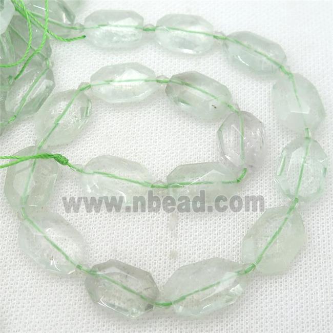 Green Quartz Beads, faceted rectangle