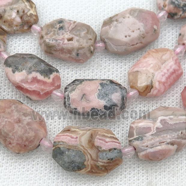 Argentine Rhodochrosite Beads, faceted rectangle