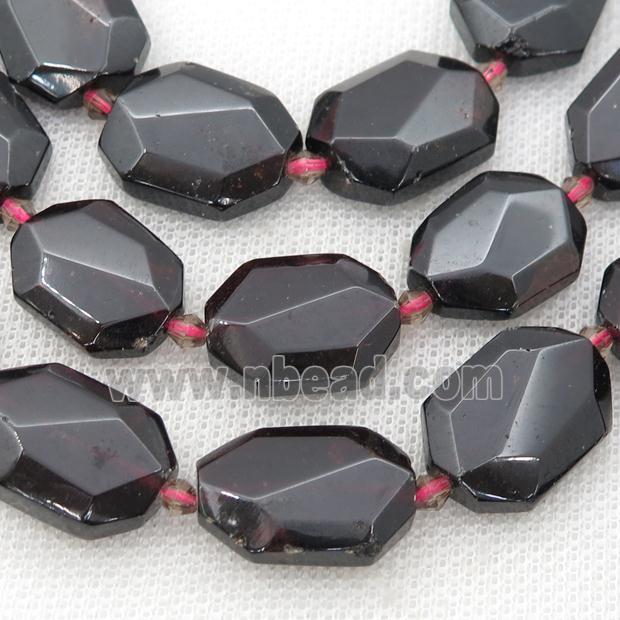 Garnet Beads, faceted rectangle
