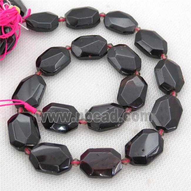 Garnet Beads, faceted rectangle