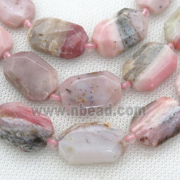 pink Opal Beads, faceted rectangle