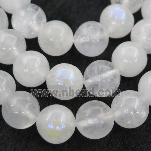 white MoonStone Beads, round, electroplated