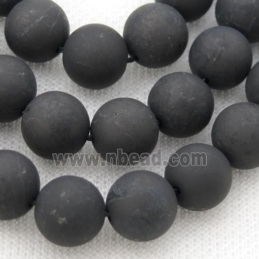 black Shungite Beads, matte, round