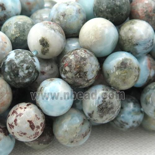 Natural Larimar Beads Smooth Round C-grade