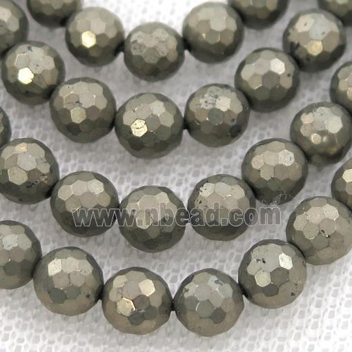Pyrite Beads, faceted round