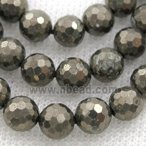 faceted round Pyrite Beads