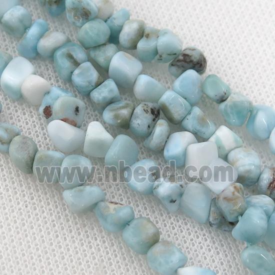 blue Larimar chip Beads, B-grade, freeform