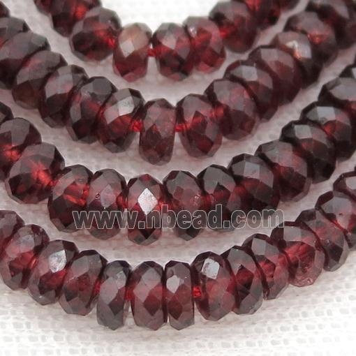 Red Garnet Beads, faceted rondelle