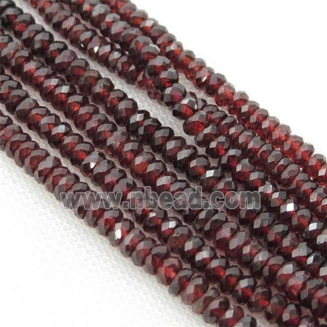 Red Garnet Beads, faceted rondelle