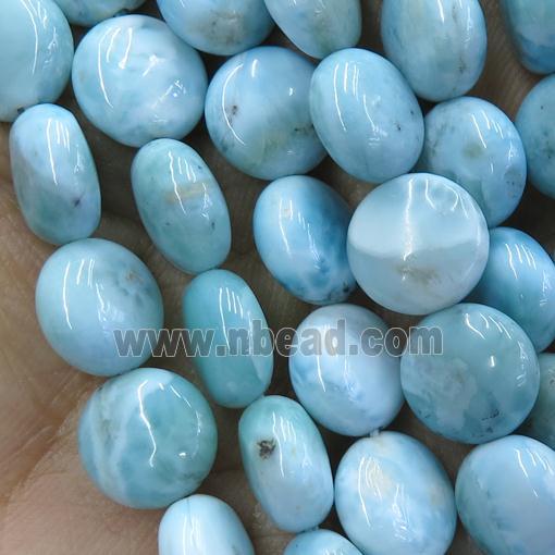 blue Larimar Beads, circle coin