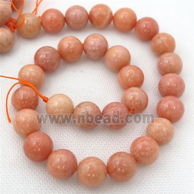 Natural Peach Calcite Beads Round