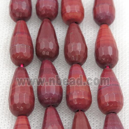 red Brazilian Rhodonite Beads, faceted teardrop