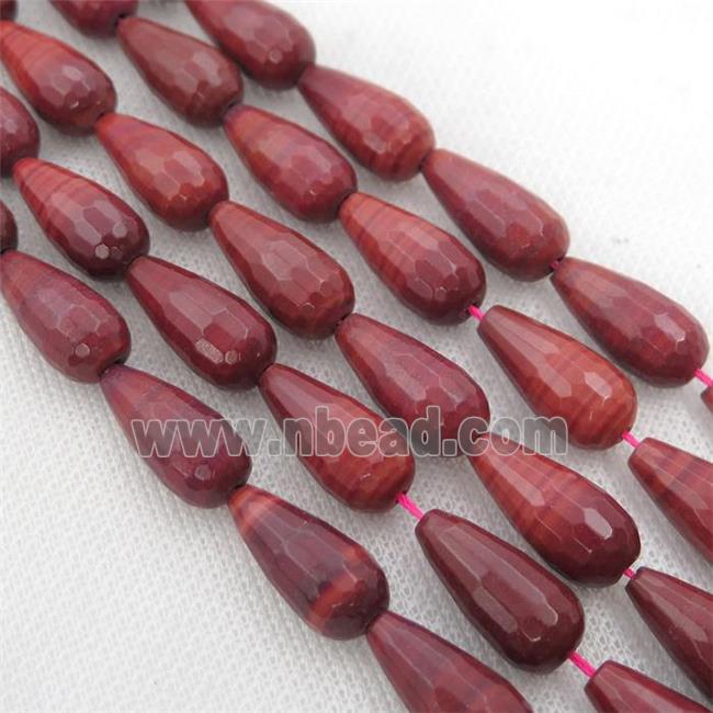 red Brazilian Rhodonite Beads, faceted teardrop