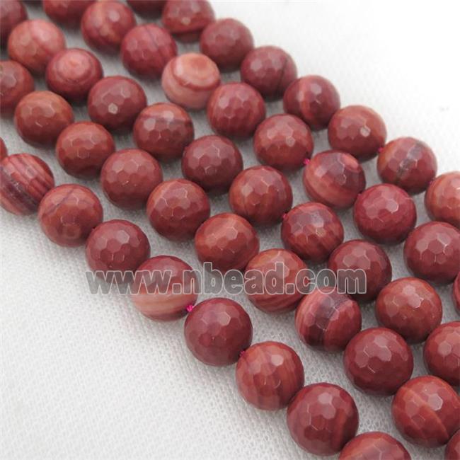 red Brazilian Rhodonite Beads, faceted round