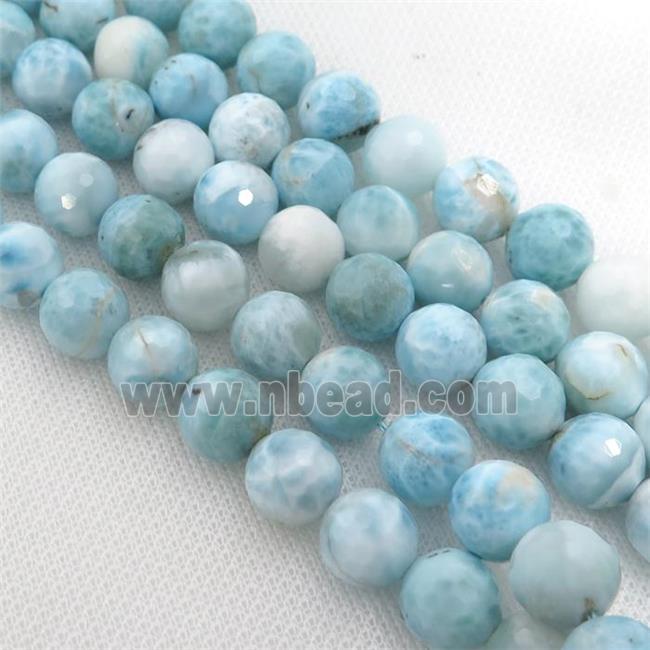 Natural Larimar Beads Faceted Round AAA-Grade